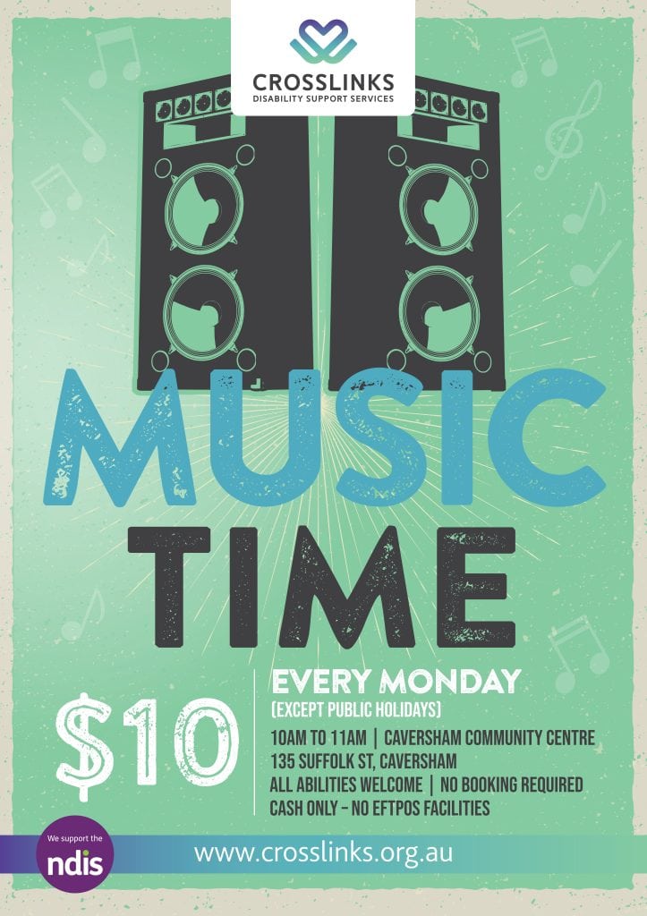 a poster for a music event with speakers