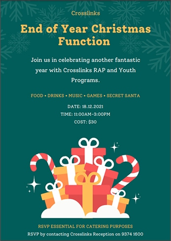 a flyer for a christmas function