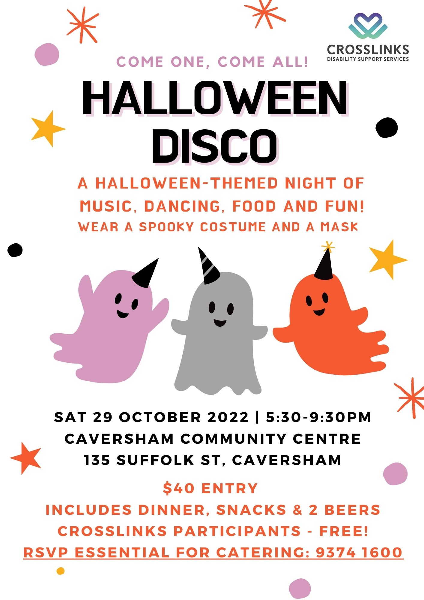 a flyer for a halloween disco